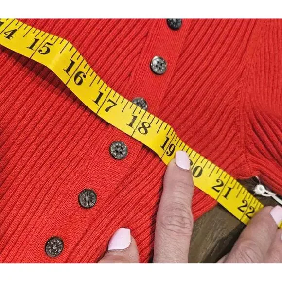 Nwt Court & Rowe Ribbed Button Sweater in Vibrant Red - Picture 5 of 6
